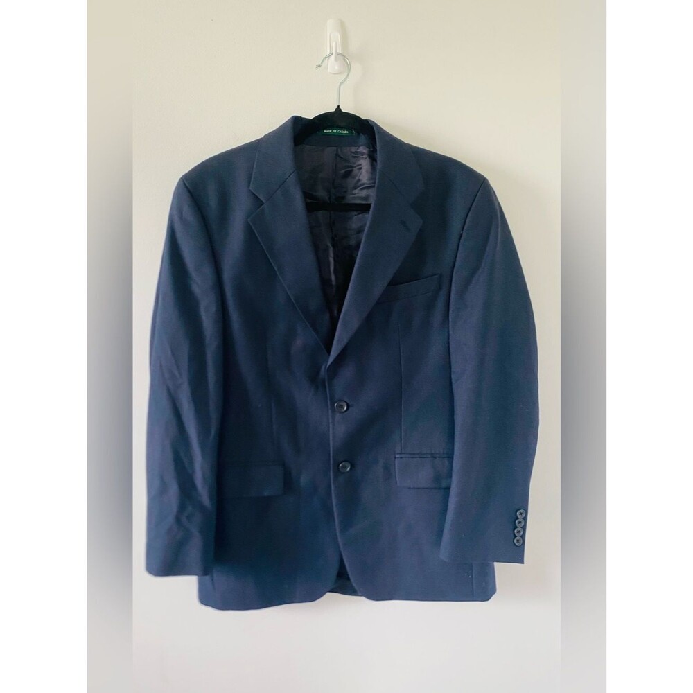 Vintage Lauren Ralph Lauren 100% Pure Wool Navy Blazer Sport Coat Size 40
